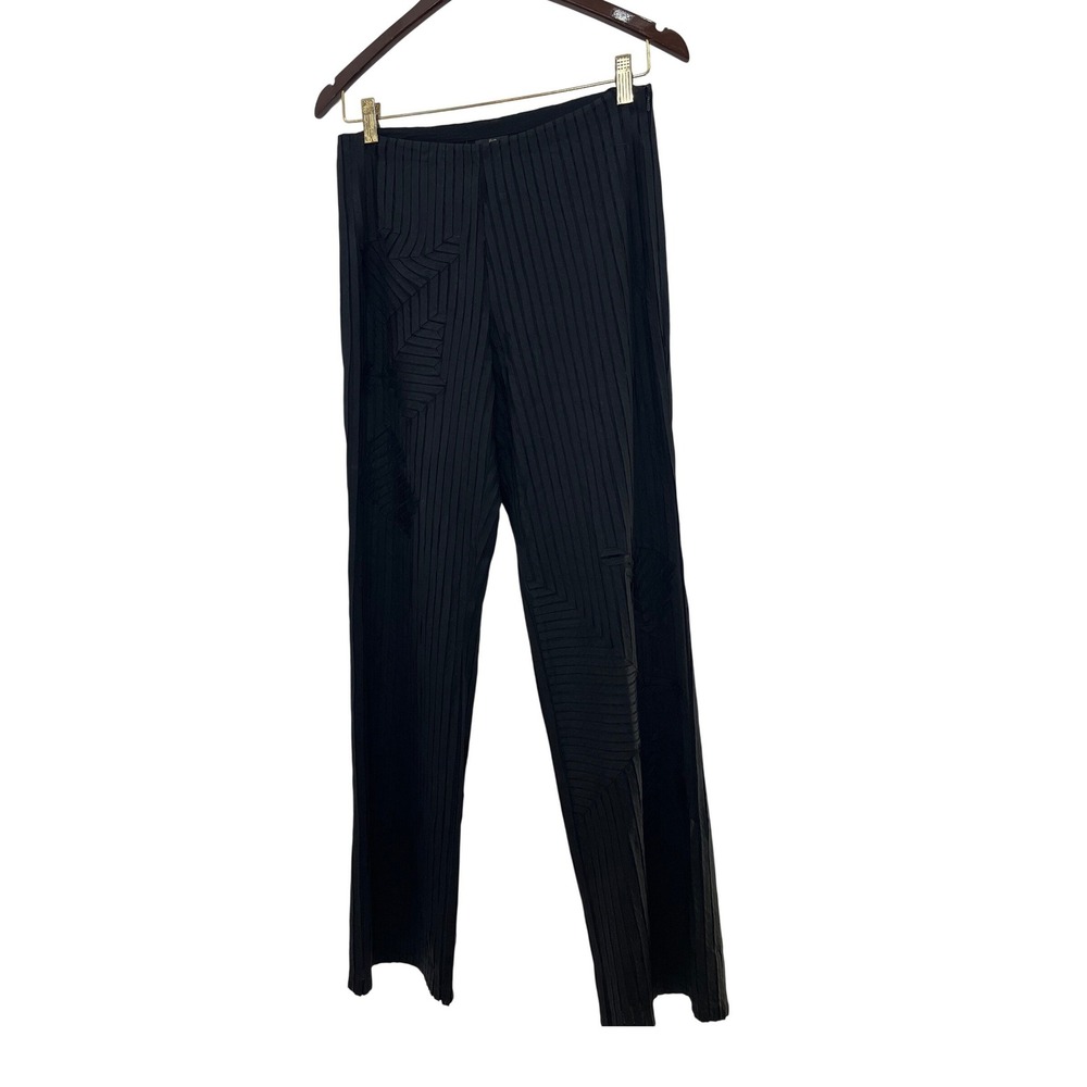 Ika Pleated Trousers Women Size 8 Black‎ Good Geometric Texture Style 4559